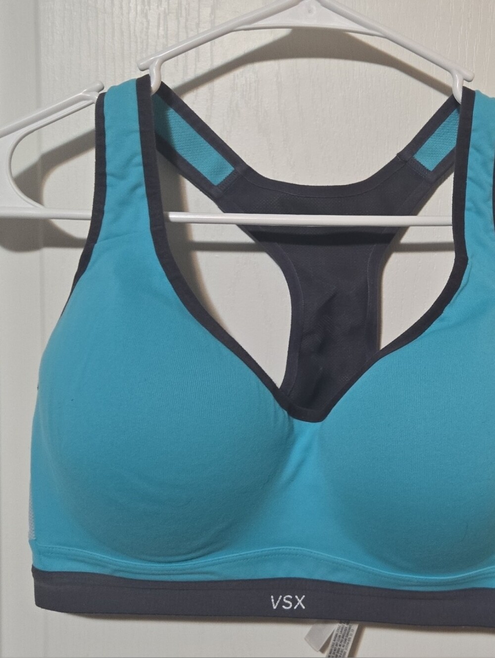VSX Turquoise and Dark Gray High-Support Racerback Sports Bra